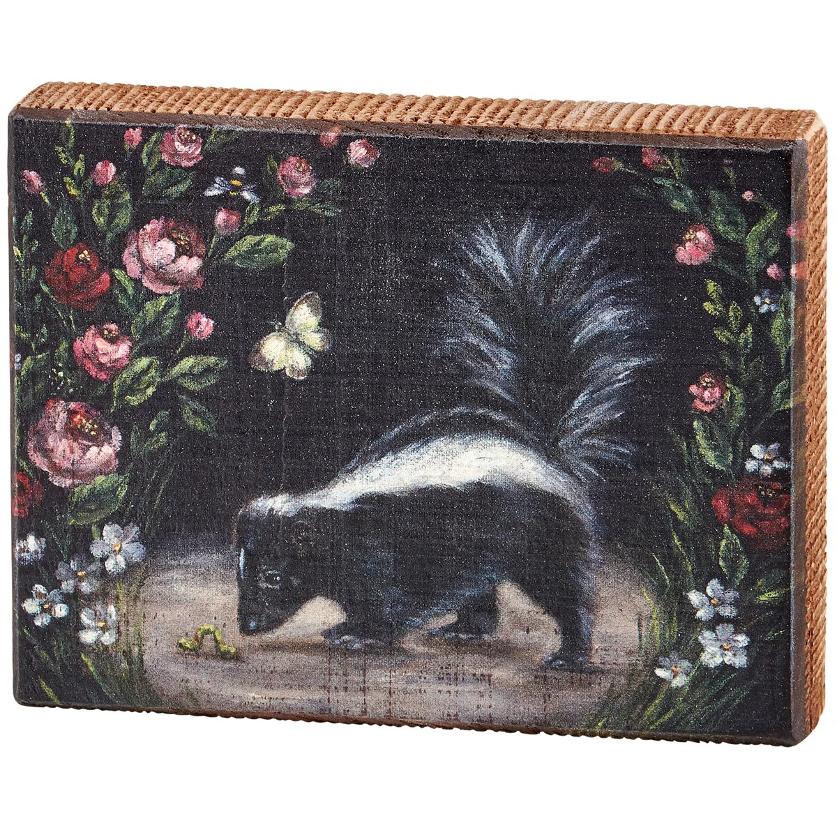 Woodland Skunk 5" Wooden Block Sign