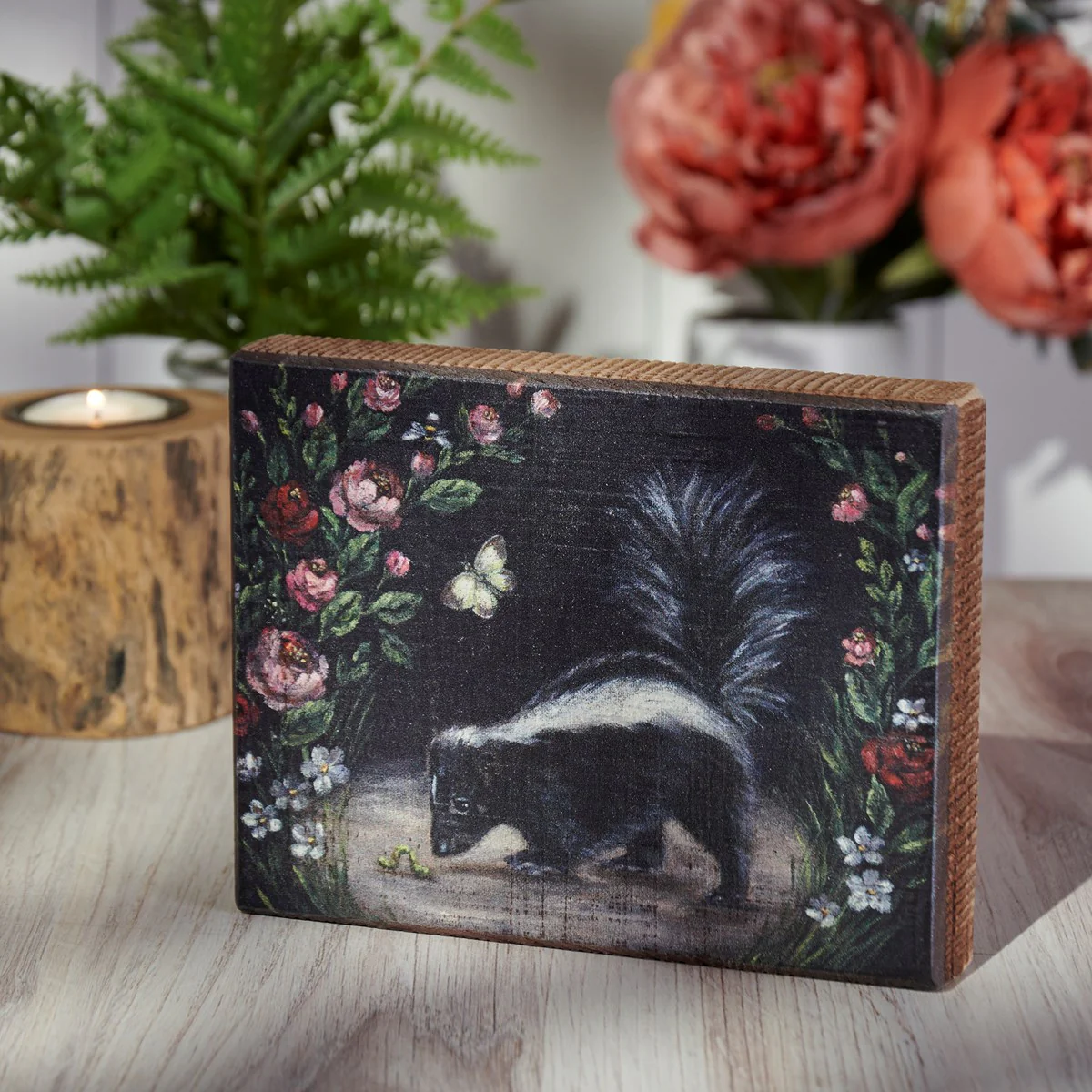 Woodland Skunk 5" Wooden Block Sign - Image 2