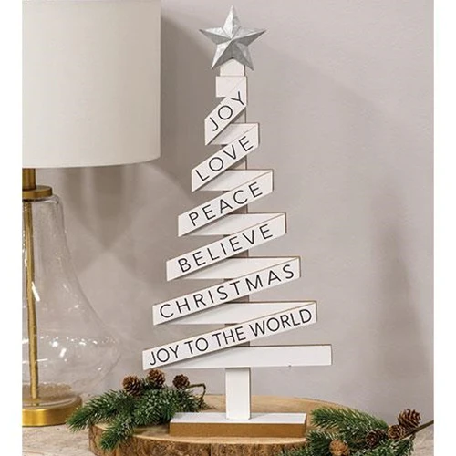 Woodland White Christmas Tree with Sayings 21" H - Image 2