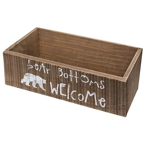 Ye Olde Outhouse Bear Bottoms Welcome Rustic Wood Box - Image 2