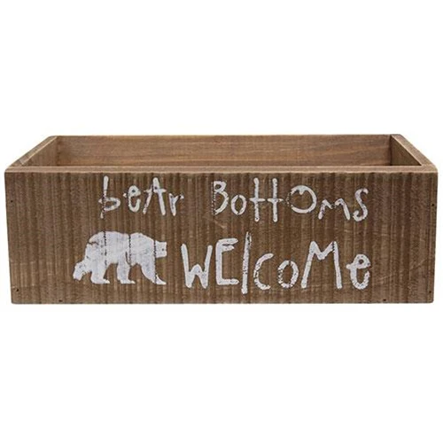 Ye Olde Outhouse Bear Bottoms Welcome Rustic Wood Box - Image 3