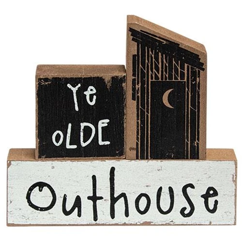 ๐ Ye Olde Outhouse Set of 3 Wooden Block Signs