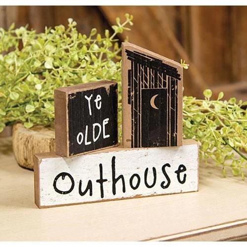 ๐ Ye Olde Outhouse Set of 3 Wooden Block Signs - Image 5