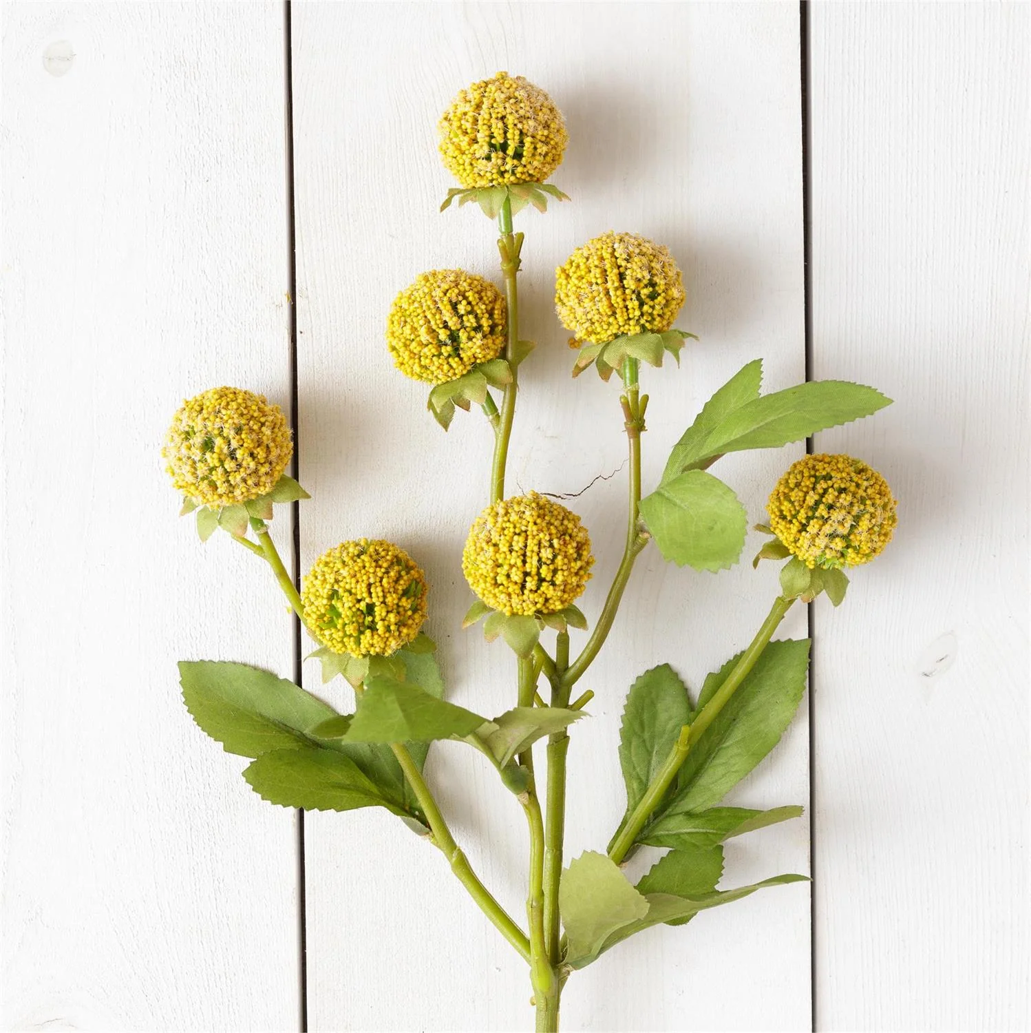 ๐ Yellow Billy Buttons Cluster 23" Faux Floral Spray