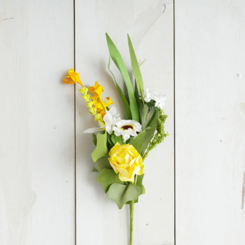 💙 Yellow Buttercup Variety Mix 12" Faux Floral Spray
