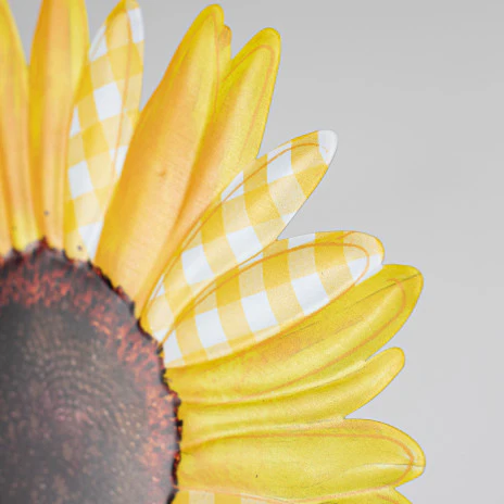 Yellow Check Sunflower 12" Metal Embossed Hanger: - Image 2