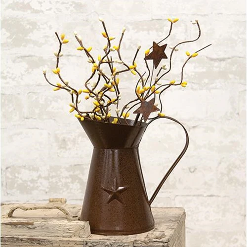 Yellow & Cream Pip Berries & Rusty Star 12" Pick - Image 2