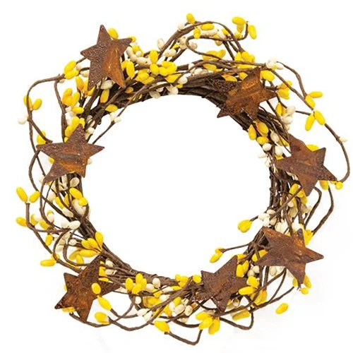 Yellow & Cream Pip Berry With Rusty Stars 8" Ring
