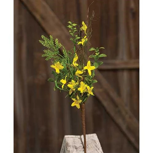 ๐ Yellow Forsythia Twiggy 17" Faux Pick