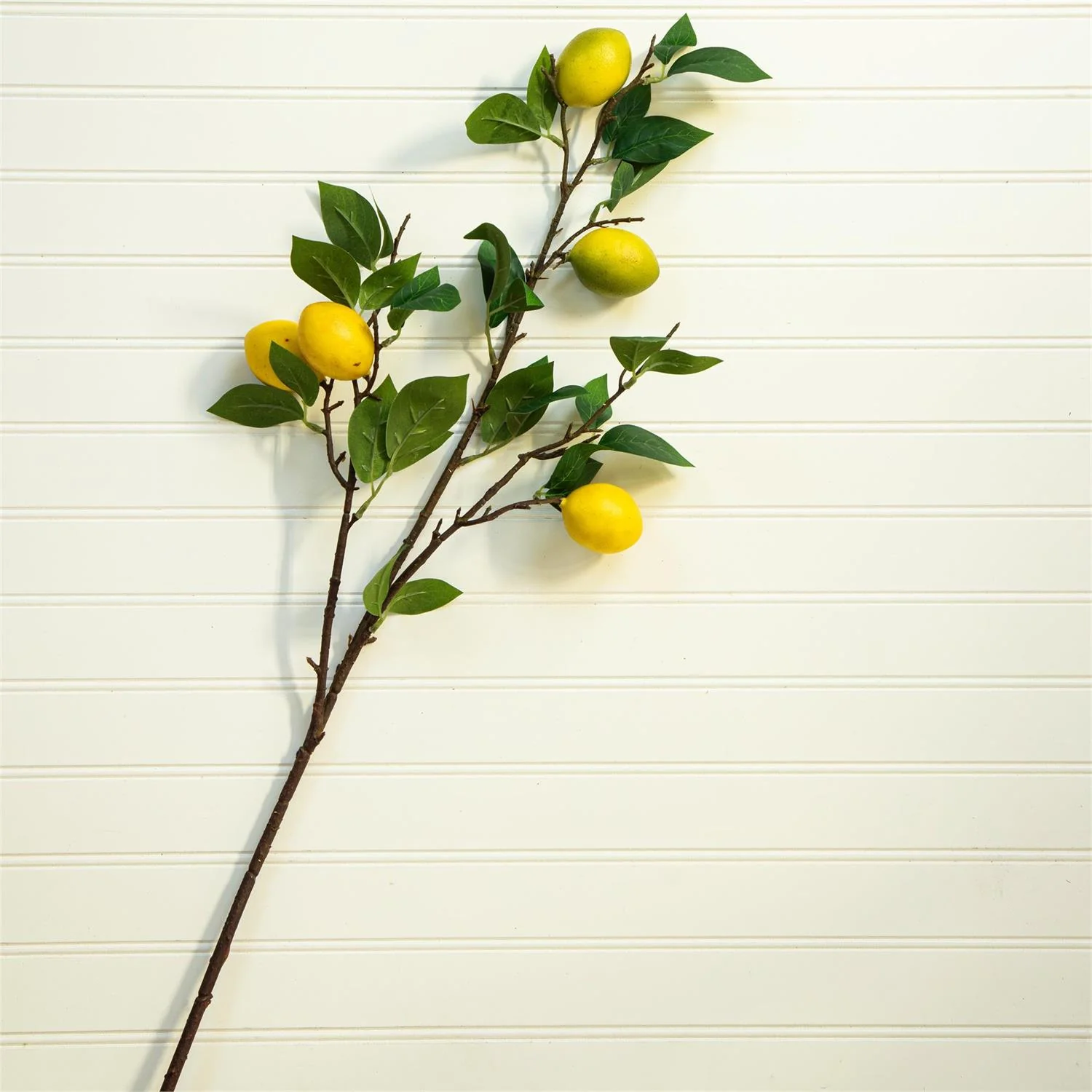 Yellow Lemons and Leaves 33" Faux Botanical Stem