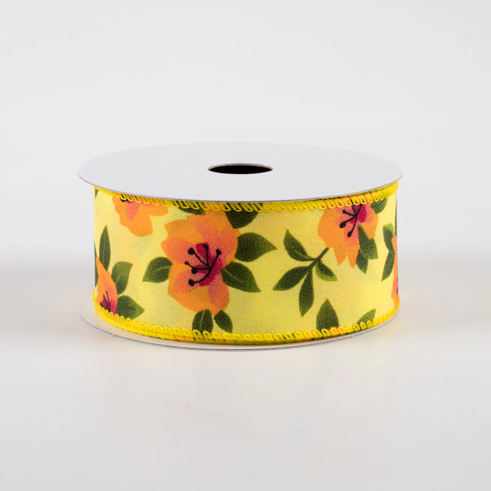 ๐ Yellow & Orange Magnolias Ribbon 1.5" x 10 Yards - Image 2