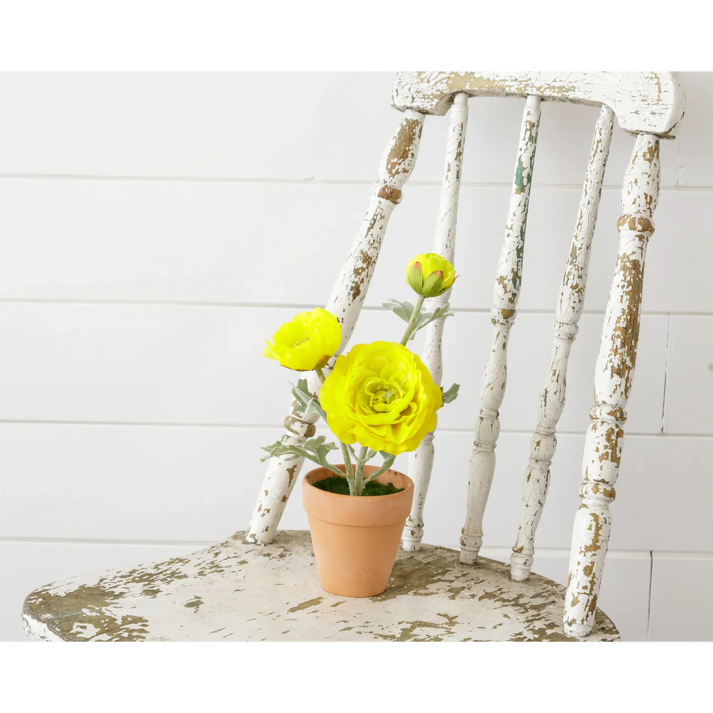 Yellow Ranunculus 11" Faux Potted Plant - Image 2