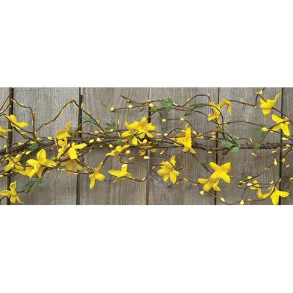 Yellow Star Forsythia 4 ft Faux Garland