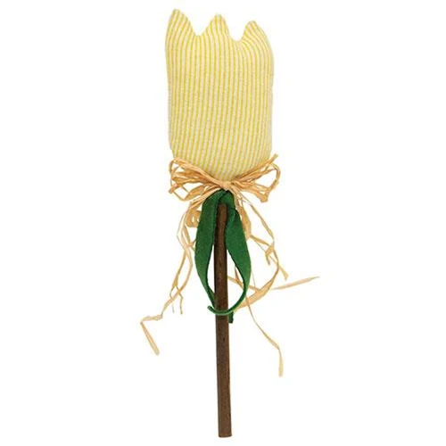 Yellow Stripe Tulip Fabric Spring Stake