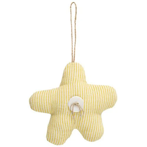 Yellow Striped Button Center Flower Ornament