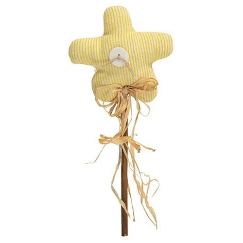 Yellow Striped Flower Fabric Spring Poke