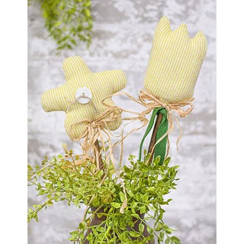 Yellow Striped Flower Fabric Spring Poke - Image 2