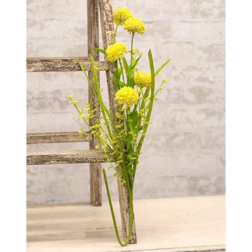 ๐ Yellow Thistle Heather Ball 26" Faux Floral Spray - Image 2