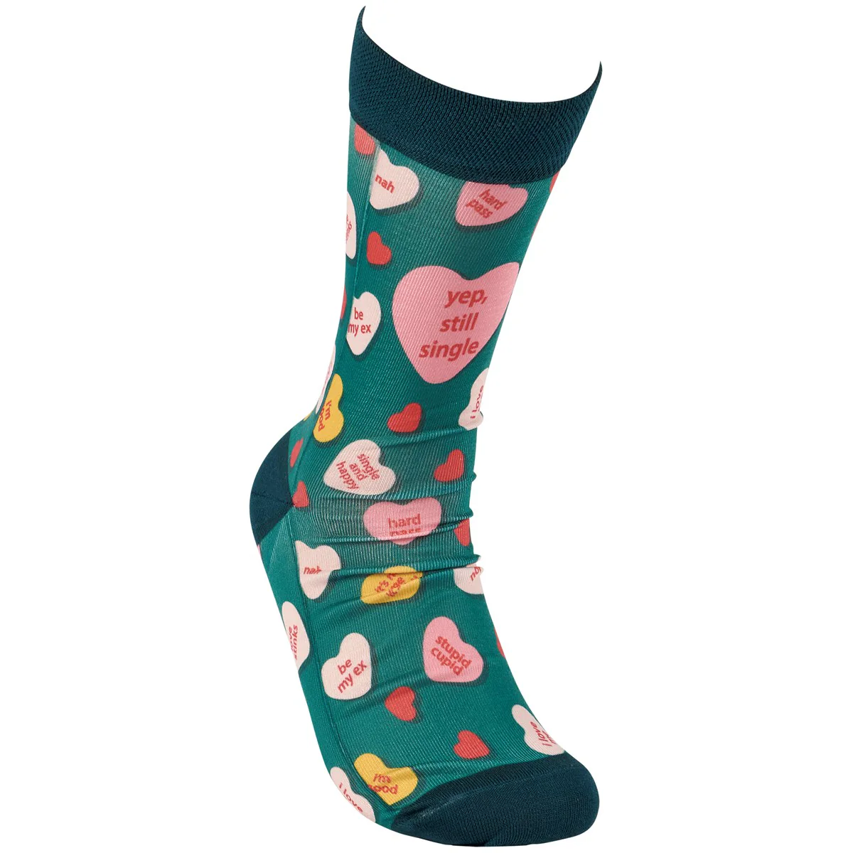 ๐ Yep, Still Single Conversation Hearts Valentine Fun Socks - Image 3