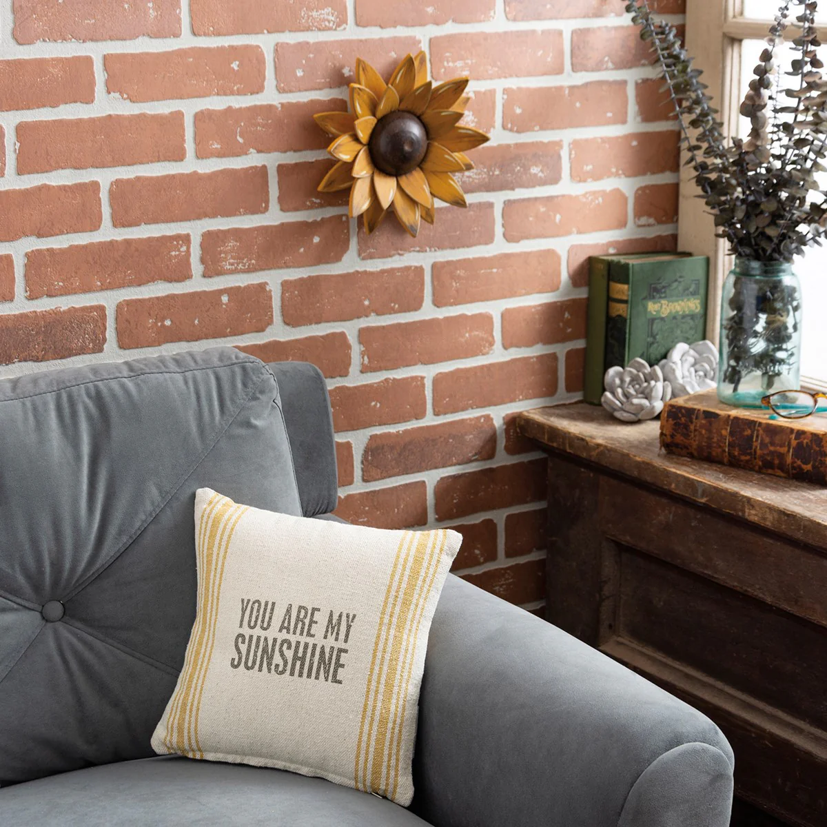 ๐ You Are My Sunshine 10" Yellow Striped Pillow - Image 2