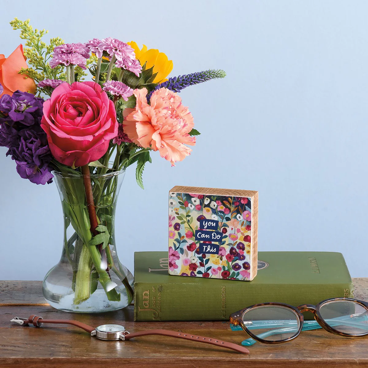 ๐ You Can Do This Floral 3" Mini Block Sign - Image 2