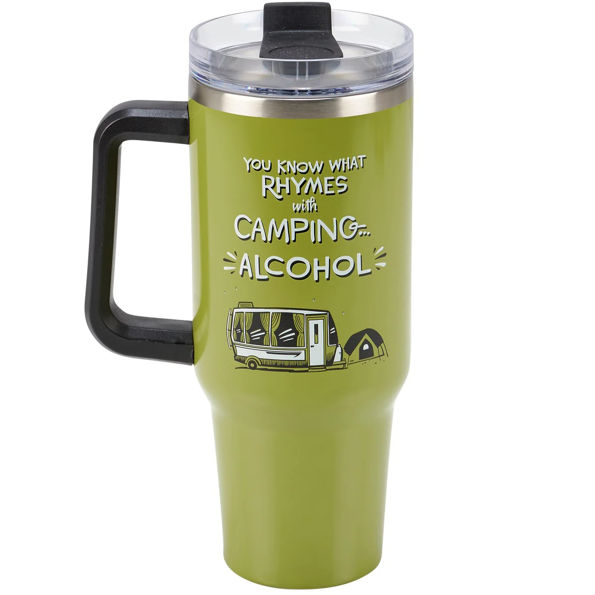 Surprise Me Sale 🤭 You Know What Rhymes With Camping Alcohol 40 oz Travel Mug - Image 3