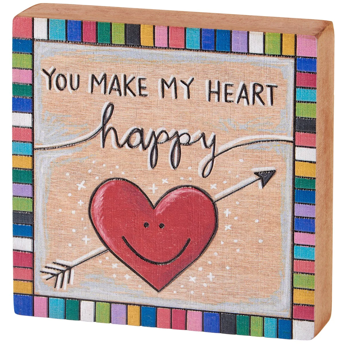 ๐ You Make My Heart Happy 4" Wooden Block Sign