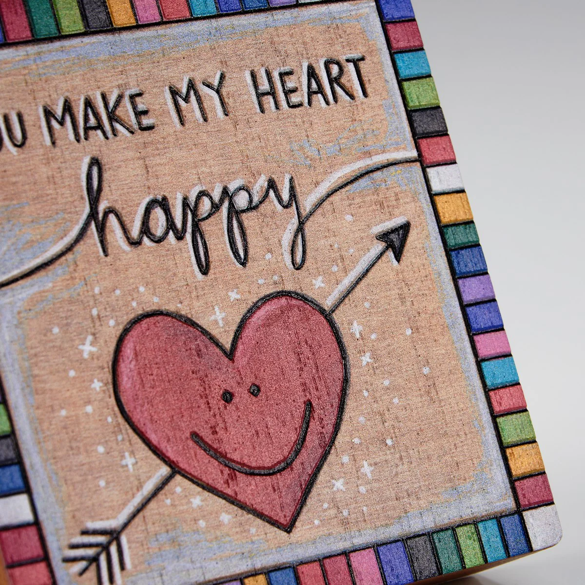 ๐ You Make My Heart Happy 4" Wooden Block Sign - Image 4