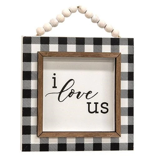 You + Me Forever I Love Us Beaded Buffalo Check Beaded Signs - Image 3