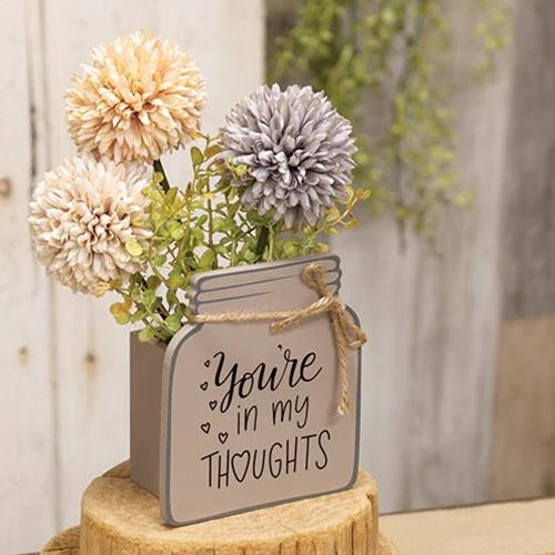 You're In My Thoughts Wooden Mason Jar Vase - Image 2