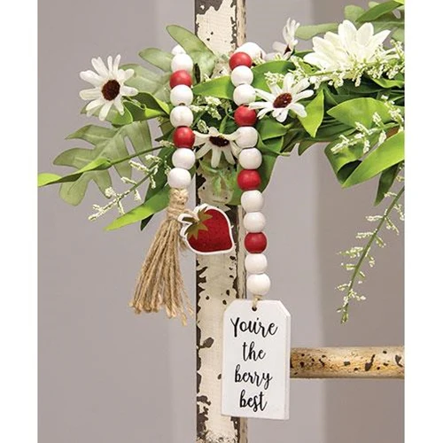 π You're the Berry Best Strawberry 23" Farmhouse Bead Garland - Image 2