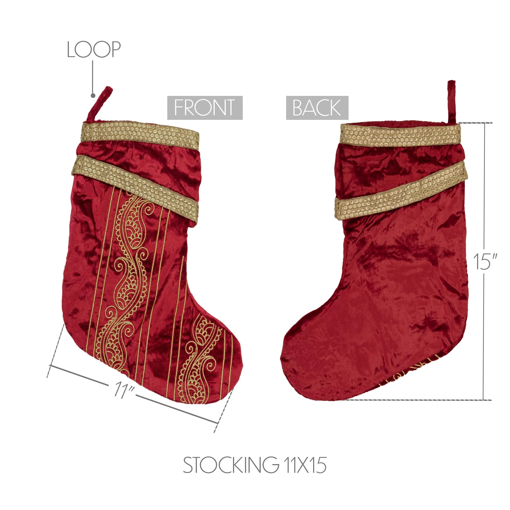 Yule Red and Gold 15" Christmas Stocking - Image 5
