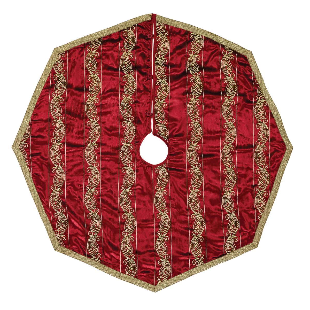 Yule Red and Gold 48" Christmas Tree Skirt - Image 2