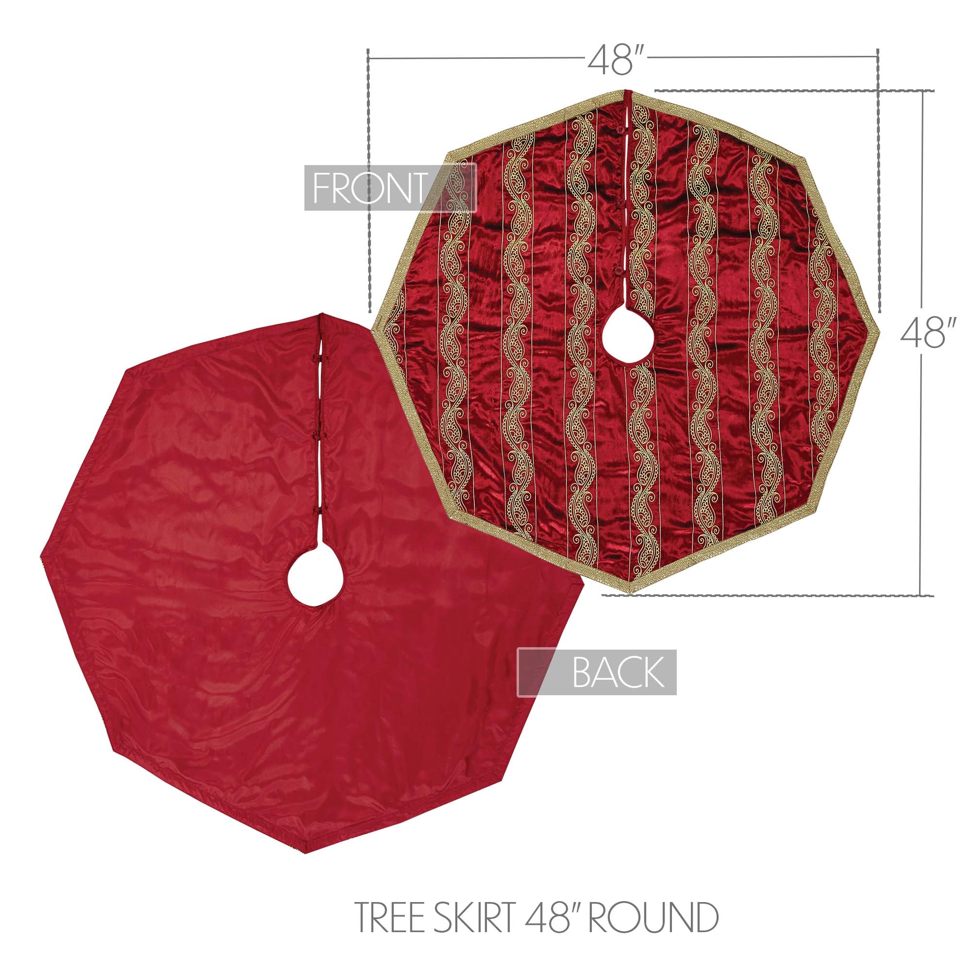 Yule Red and Gold 48" Christmas Tree Skirt - Image 4