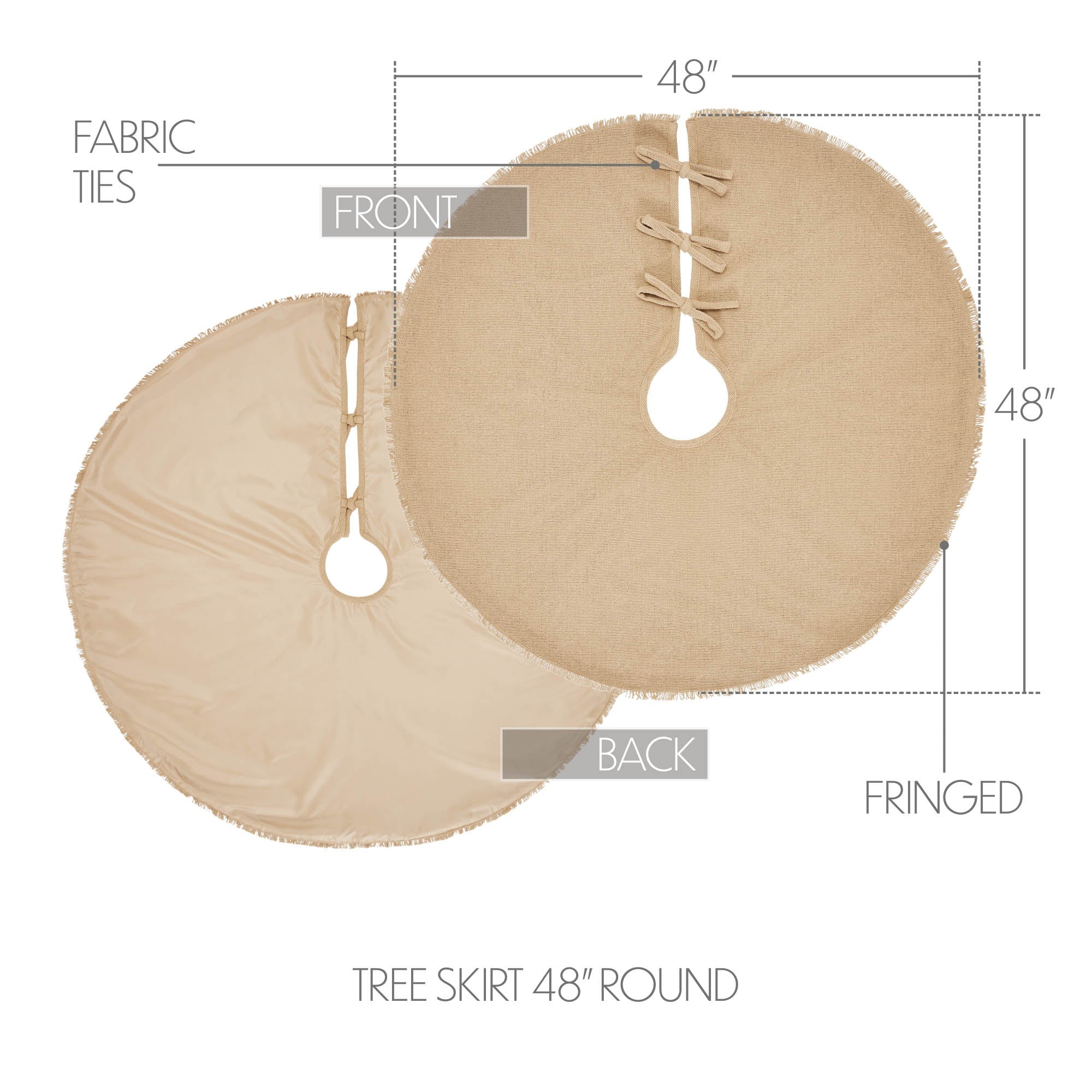 Yuletide Burlap Tan 48" Tree Skirt - Image 2